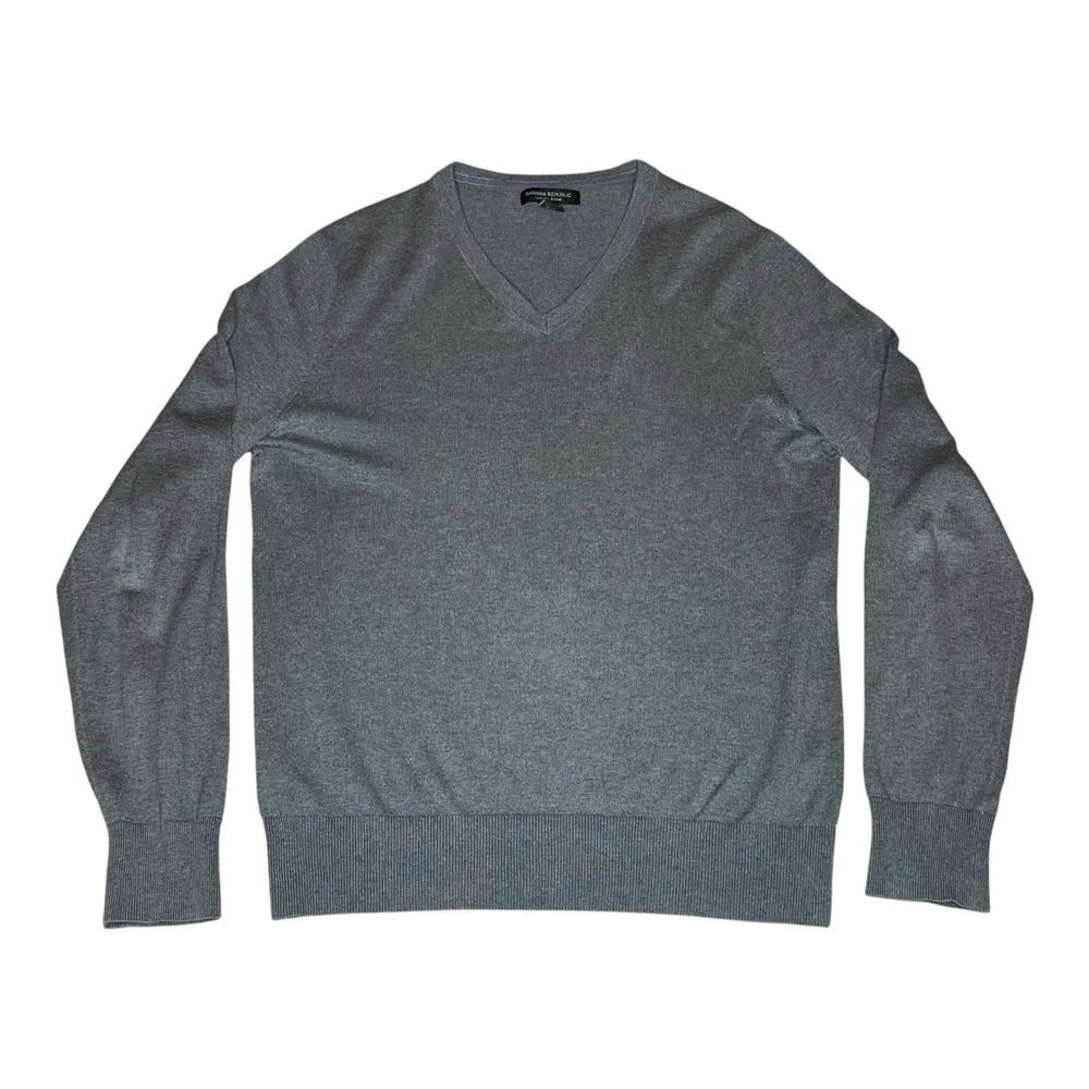 BANANA REPUBLIC Men MEDIUM Gray Crew Sweater Luxury Blend Silk Cashmere Pullover